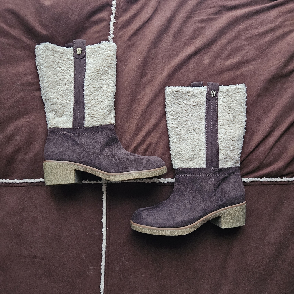 Tommy Hilfiger Brown and Cream Heeled Boots
